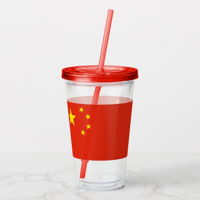 Copo De Acrílico Tumbler Patriótico Acrílico com bandeira da China (Verso)