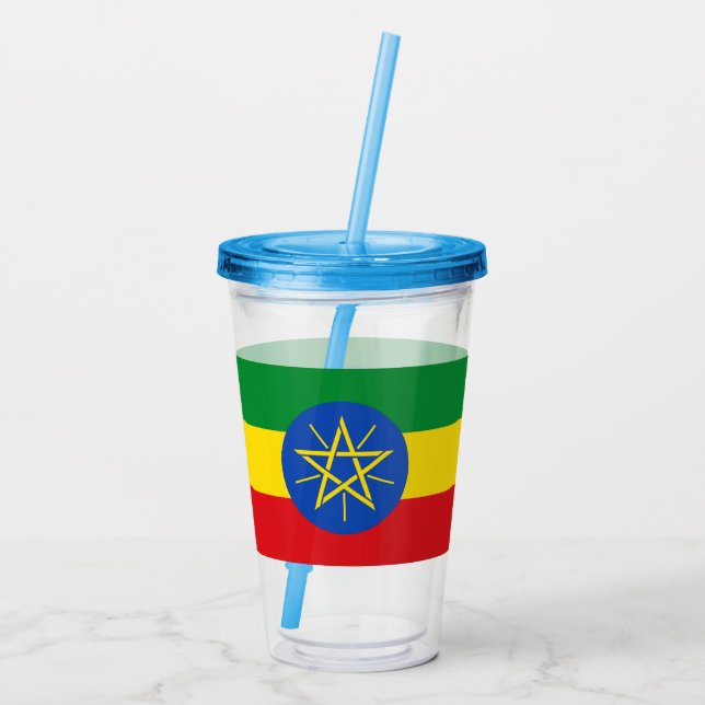 Copo De Acrílico Tumbler Patriótico Acrílico com bandeira da Etiópi (Verso)