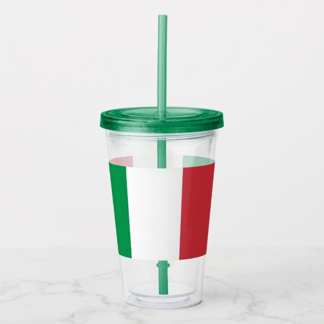Copo De Acrílico Tumbler Patriótico Acrílico com bandeira da Itália (Frente)
