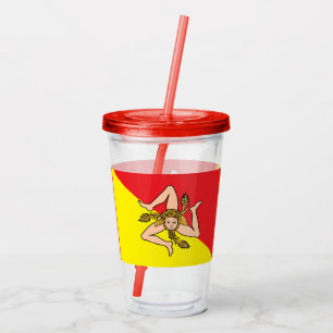 Copo De Acrílico Tumbler Patriótico Acrílico com bandeira da Sicíli
