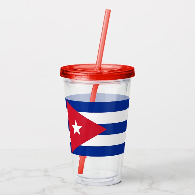 Copo De Acrílico Tumbler Patriótico Acrílico com bandeira de Cuba (Verso)