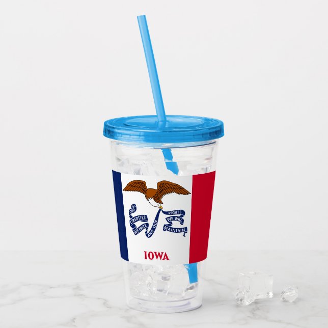 Copo De Acrílico Tumbler Patriótico Acrílico com bandeira de Iowa (Gelo frontal)