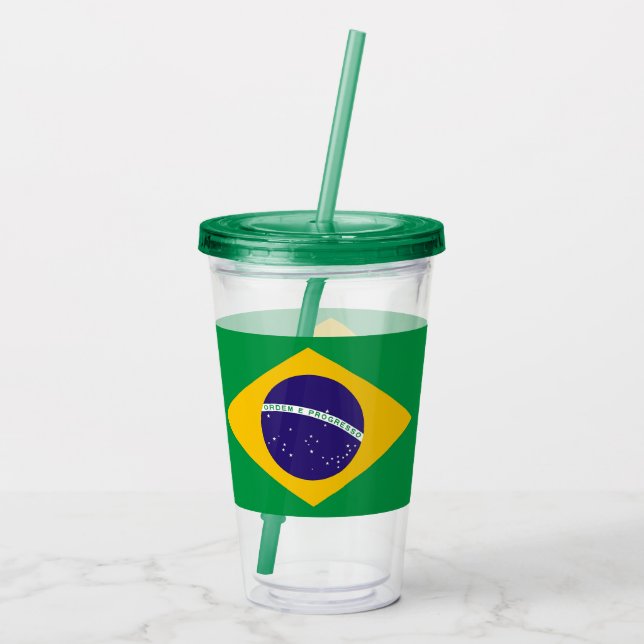 Copo De Acrílico Tumbler Patriótico Acrílico com bandeira do Brasil (Verso)