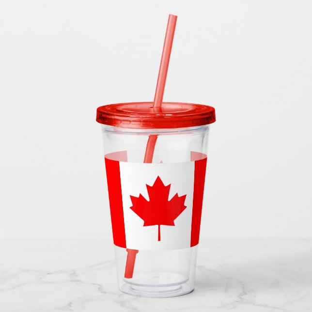 Copo De Acrílico Tumbler Patriótico Acrílico com bandeira do Canadá (Verso)