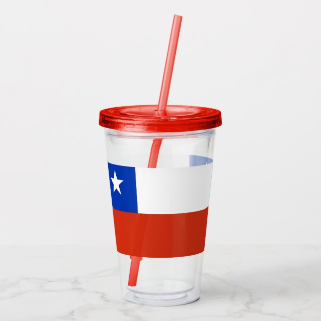 Copo De Acrílico Tumbler Patriótico Acrílico com bandeira do Chile (Verso)