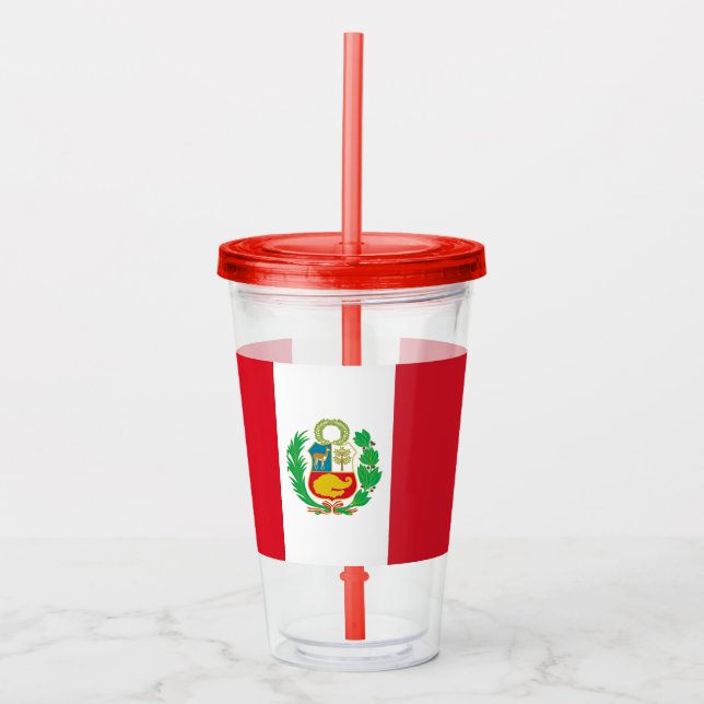 Copo De Acrílico Tumbler Patriótico Acrílico com bandeira do Peru (Frente)