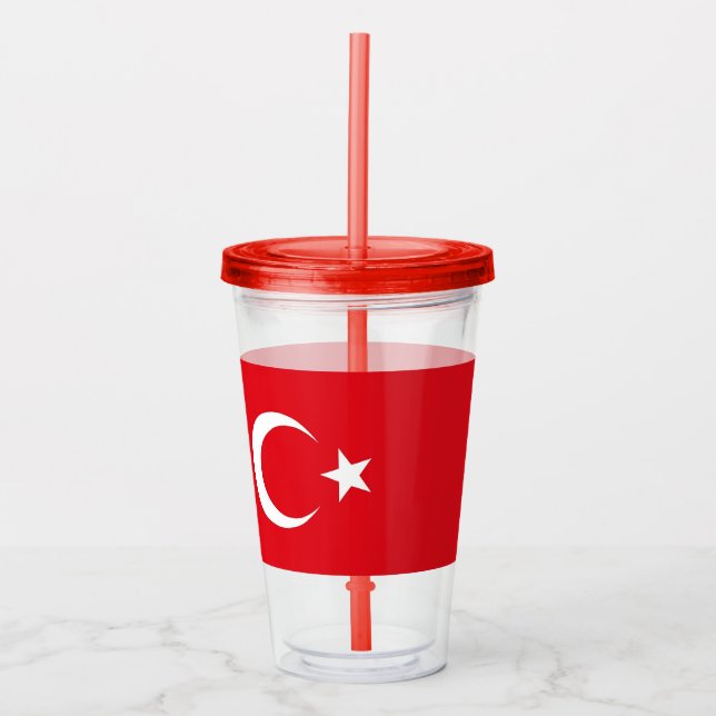 Copo De Acrílico Tumbler Patriótico com bandeira da Turquia (Frente)