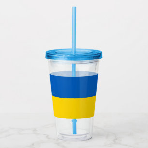 Copo De Acrílico Tumbler Patriótico com bandeira da Ucrânia