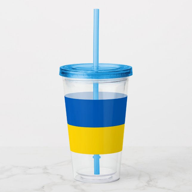 Copo De Acrílico Tumbler Patriótico com bandeira da Ucrânia (Frente)