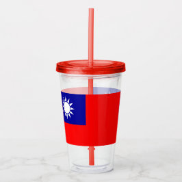 Copo De Acrílico Tumbler Patriótico com bandeira de Taiwan