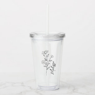 Copo De Acrílico Tumbler Personalizado de Flor de Nascimento, Prese