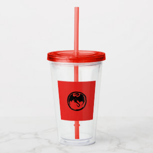 Copo De Acrílico Tumbler vermelho-dragão preto