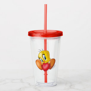 Copo De Acrílico Tweety segurando coração