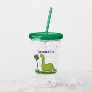 Copo De Acrílico Um desenho animado de brontosaurus dinossauros, ve
