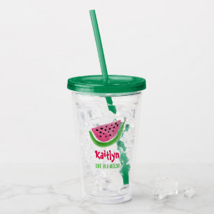 Copo De Acrílico Um em um nome personalizado Melon Watermelon