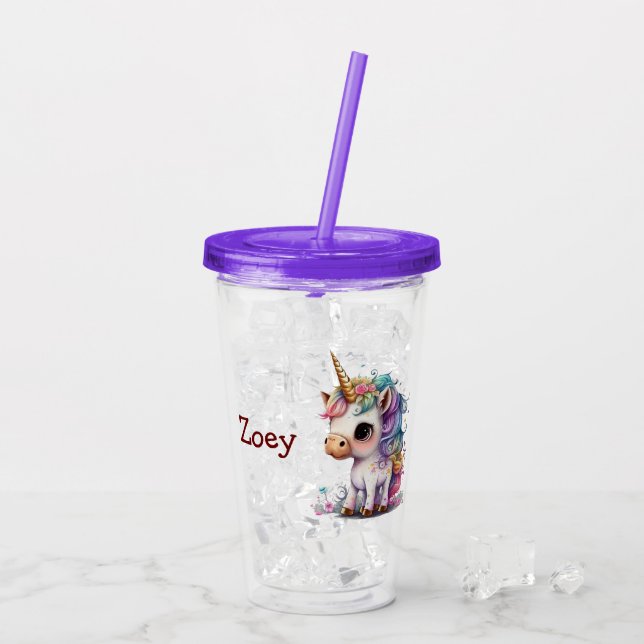 Copo De Acrílico Unicórnio Personalizado  (Gelo traseiro)