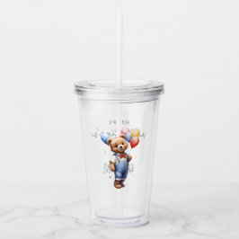 Copo De Acrílico Urso de Aquarela de Dia de os namorados Cubo Perso