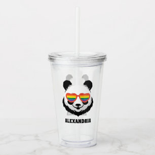 Copo De Acrílico Urso Panda Bonito   Arco-íris   LGBTQ