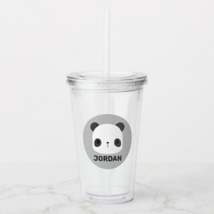 Copo De Acrílico Urso Panda Bonito com Nome Personalizado