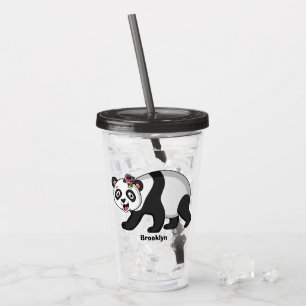 Copo De Acrílico Urso panda bonito e feliz com desenho animado