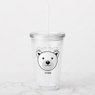 Copo De Acrílico Urso Polar de Cartoon Bonito