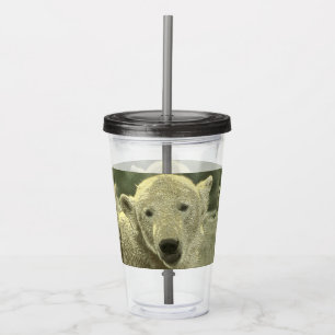 Copo De Acrílico urso polar metálico