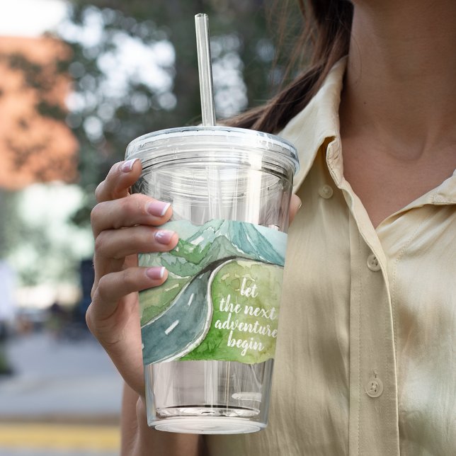 Copo De Acrílico Vamos Natural De Aquarela O Próximo Aventura Começ (Criador carregado)