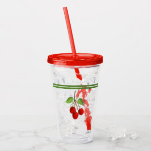 Copo De Acrílico Vintage Cherries Acrylic Tumbler