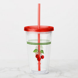 Copo De Acrílico Vintage Cherries Acrylic Tumbler