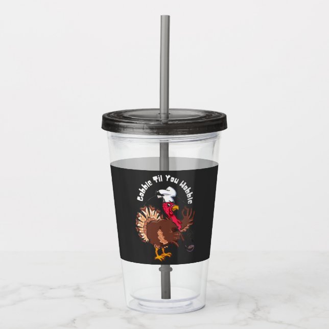 Copo De Acrílico Vintage Gobble Til You Wobble (Frente)
