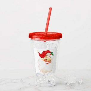Copo De Acrílico Vintage Retro Jolly Old Papai Noel Natal
