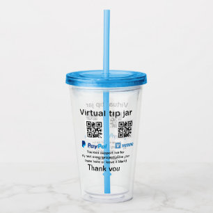 Copo De Acrílico Virtual tip jar q r code money donation PayPal ven