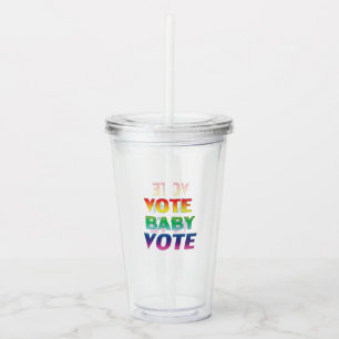 Copo De Acrílico "Vote em bebê vota" orgulho lgbtq lgbt cor arco-