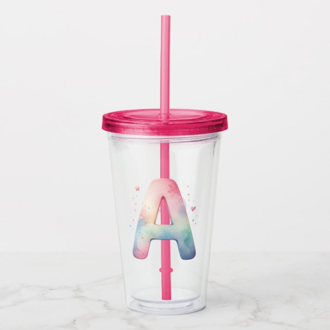 Copo De Acrílico Watercolor Fantasy - Tumbler Personalizado Acrílic (Frente)