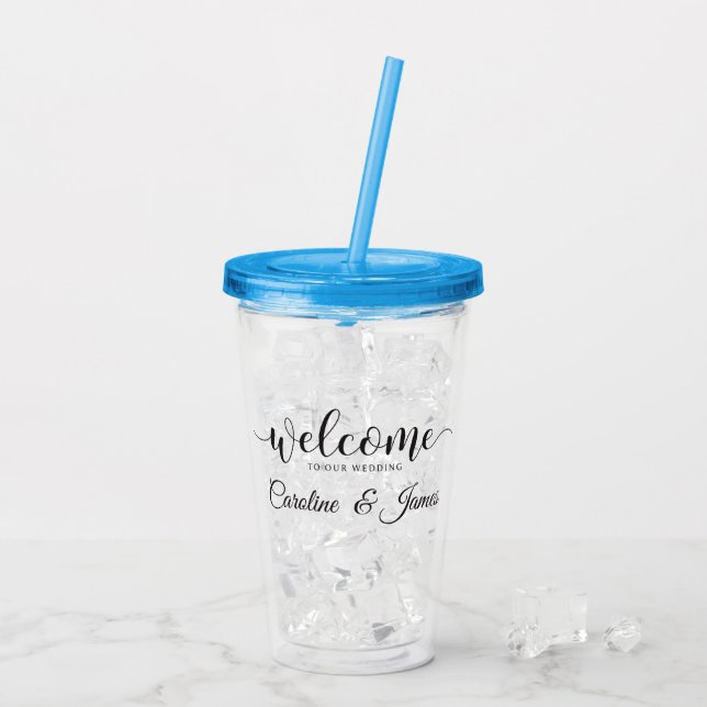 Copo De Acrílico Welcome to Our Wedding  Add Name  (Gelo traseiro)