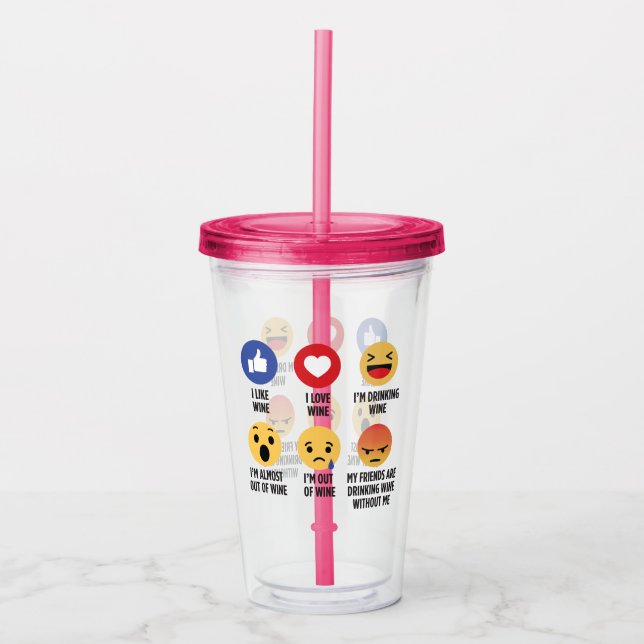 Copo De Acrílico Wine Emojis (Frente)