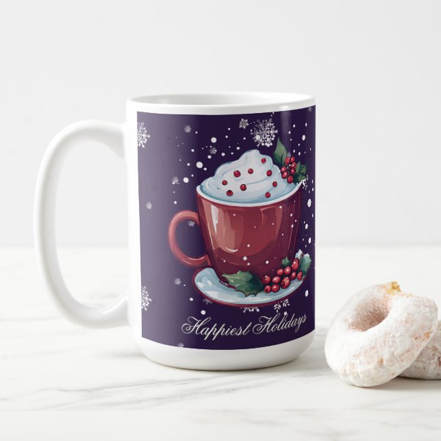 Copo de Chocolate Quente de Natal | Caneca de Café (Com Donut)