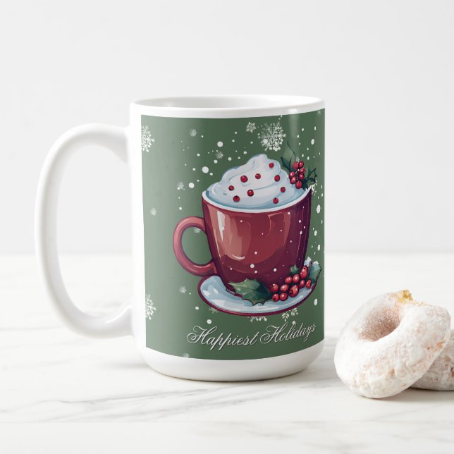 Copo de Chocolate Quente de Natal | Caneca de Café (Com Donut)