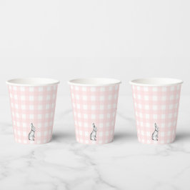 Copo de Papel Coelho Rosa Gingham