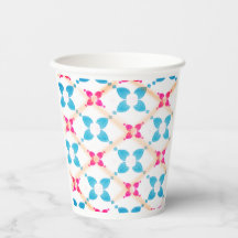 Copo de Papel com Padrão Azul e Rosa