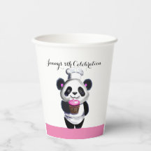 Copo de Papel de Aniversário de Urso Panda Bonito