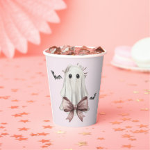 Copo de Papel Fantasma de Halloween Pink Coquette