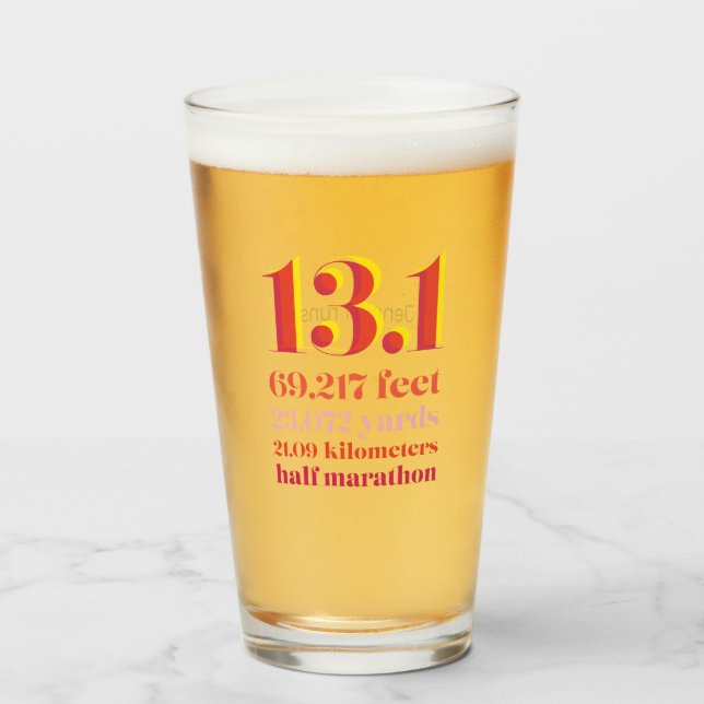 Copo De Pint 13.1 Distância de meia-maratona Amarelo vermelho (Frente (Preenchido))