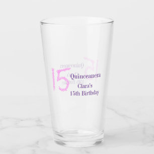 Copo De Pint 15 de Quinceanera, modelo de relva rosa