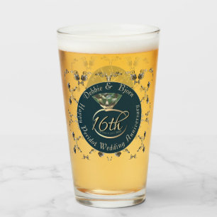 Copo De Pint 16. Rosas Peridot & Silver do Aniversário de Casam