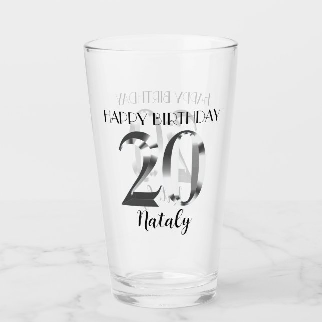 Copo De Pint 20 de aniversário metálico de prata (Frente)