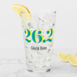 Copo De Pint 26.2 Maratona com Texto Amarelo Azul Negrito