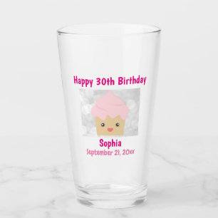 Copo De Pint 30 Feliz Aniversário Cupcake Rosa-Rosa Souvenir