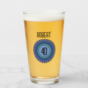 Copo De Pint 40º Mandala Nome da Festa de aniversário Masculina