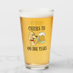Copo De Pint 490 Cães Anos De Vidro De Aniversário De 70